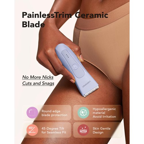 Bikini Trimmer for Women Pubic Trimmer for Women - Electric Body Hair Trimmer Shaver Razor for Women's Body Groomer, LADYSPOT™ Replaceable Hypoallergenic Ceramic Blade,Wet/Dry(Purple Women's Version)