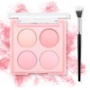AFGHOUZ 4 Colors Cream Blush Palette, Face Blush Powder for Cheeks, Matte Pink Palette with Blush Brush, Highlighter Blush Eyeshadow Makeup Palette