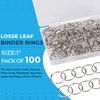 LOONENG 1 Inch Loose Leaf Binder Rings, 100PCS Nickel Plated Steel Book Rings for Index Cards, Crafts, Reports, Flash Cards, Notebook, Keychain, Loose Leaf Paper, Photo Albums