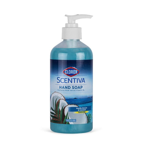 Clorox Scentiva Liquid Hand Soap 14 oz Liquid Hand Wash with Vitamin B5 BleachFree Scented Hand Soap for Kitchen or Bathroom, Pacific Breeze & Coconut, Aloe Vera, 1 Count
