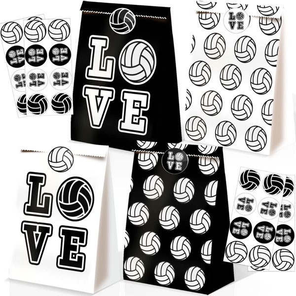 24pcs Volleyball Party Favor Bags Volleyball Gift Bags Girls Volleyball Theme Party Supplies Volleyball Party Decorations Volleyball Party Favors Volleyball Candy Bags