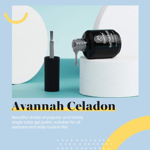 Beetles Gel Nail Polish 15ml Grey Green Nail Polish Celadon Porcelain Spring Color Gel Polish Soak Off U V LED Nail Lamp Gel Polish Nail Art Manicure Salon DIY Home 0.5Oz Gift