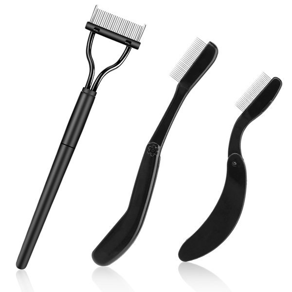 Molain Eyelash Comb Set, 3Pcs Foldable Eyelash Separator Portable Eyebrow Brush Beauty Tool for Girls Women Eye Makeup Brushes Mascara Applicator