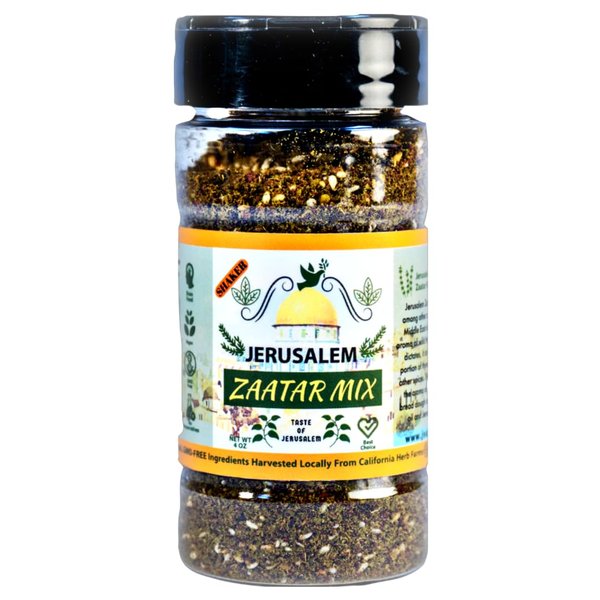 Jerusalem Zaatar Spice Mix Shaker by Julian’s Valleys | Made with Natural Herbs and Pure Sumac | 4OZ | Zataar seasoning Shaker| No Preservatives/No Citric Acid - (Za'atar/zatar/zahtar/zahatar)