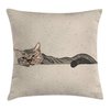 Ambesonne Cat Throw Pillow Cushion Cover, Lazy Sleepy Cat in Earth Tones Furry Mascot Indoor Pet Art Illustration, Decorative Square Accent Pillow Case, 18" X 18", Grey Beige