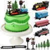 Bucherry 13 Pcs Train Cake Toppers Train Cake Decorations Train Birthday Party Supplies Train Toy Set Black Train Track Traffic Lights Cake Topper for Birthday Railway Train Theme Party