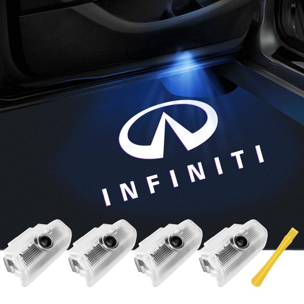 No Fade Car Door Lights Logo for Infiniti, LED Welcome Lights Accessories for Q50 Q60 Q70 G25 G37 QX50/56/60/70/80 M25/35/37/45/56 FX35/37/45/50 EX25/35/37 (IF-4pcs)
