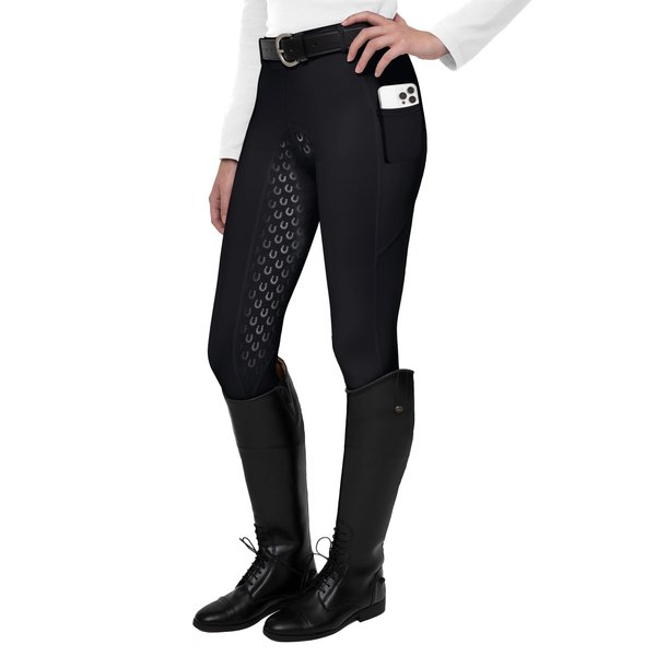 FitsT4 Sports Women's Full Seat Riding Tights Active Silicon Grip Horse Riding Tights Equestrian Breeches Black Size XL