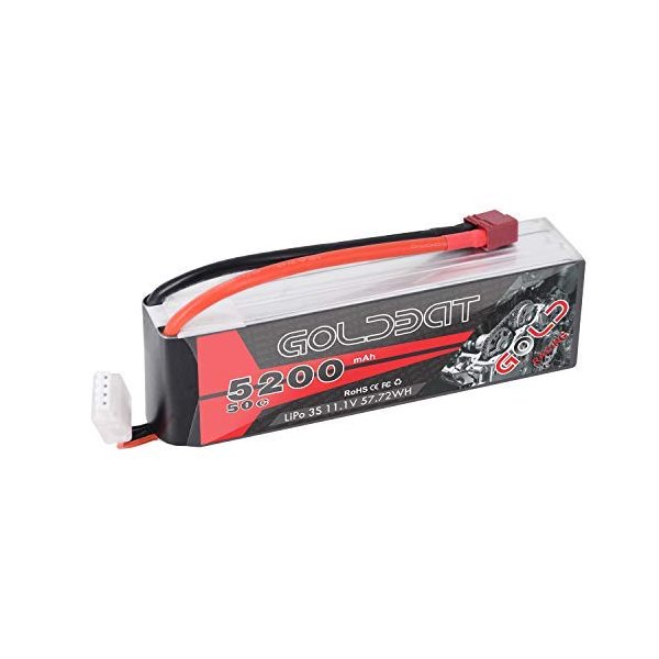 GOLDBAT 3S Lipo Battery 5200mah 11.1V 50C LiPo RC Battery Soft Case Pack with Deans Plug and XT60 Connector for RC Evader BX Car RC Truck Truggy RC Hobby