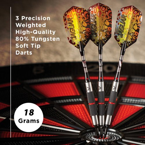 Viper Jaguar 80% Tungsten Soft Tip Darts with Storage/Travel Case, Coarse Knurling, 18 Grams
