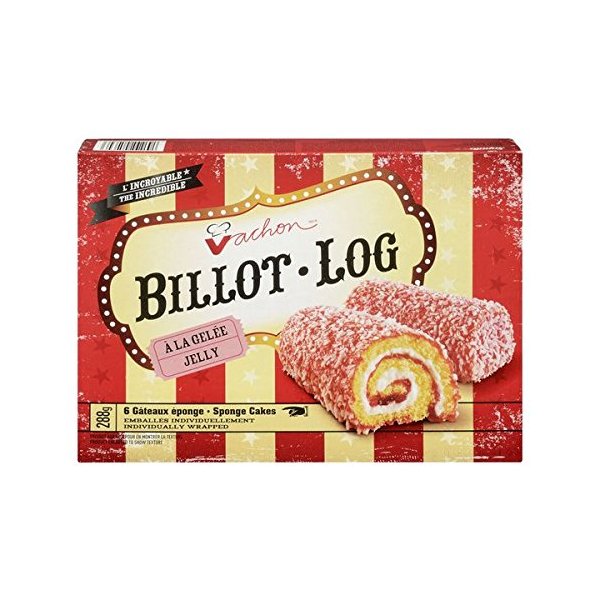 Vachon Jelly Log Sponge Snack Cakes - 10 Ounces Total - Imported from Montreal