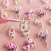 Flower Nail Art Stickers 5 Sheets 5D Nail Stickers Acrylic Embossed Engraved Manicure Nail Art Decorations Nail Decals Nail Art Supplies Pink White Floral Leaf DIY for Women and Girls (Pinky White)