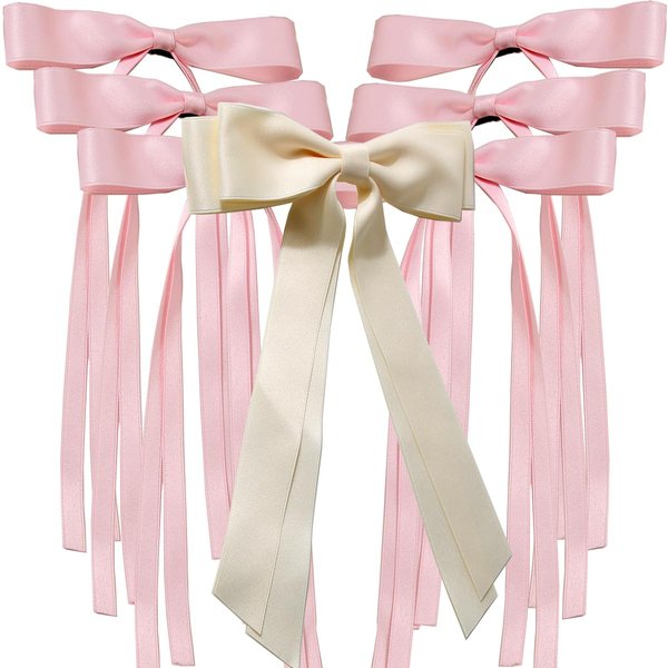 Generic 1 Bride Hair Bow Bride To Be Hair Bow with 6 Team Bride Bridesmaid Hair Bows for Wedding Bridal Shower Bachelorette Party Favors Decoration, Bride Gift Hair Accessories, Beige pink