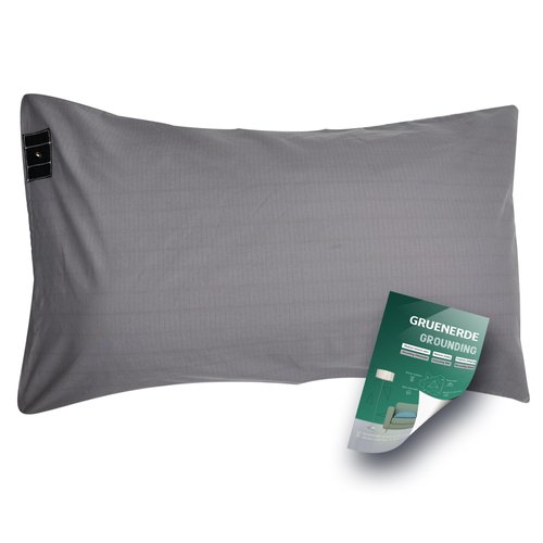 Conductive Grounding Pillowcase Queen Grounding Pillowcase with 15ft Grounding Cord 20x30in Sleep Therapy Gray