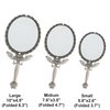 Butterfly Designed Double Sided Magnification Hand Held Makeup Metal Mirror Folding Handle Stand Travel Mirror (Medium, Tin (Matt Gray))