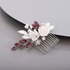 BERYUAN White Rose Flower Crystal Hair Comb for Women Cute Crystal Comb for Bride RED 1