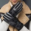 SANKUU Winter Leather Gloves for Men, Touchscreen Snap Closure Cycling Black Gloves Outdoor Riding Warm Waterproof Gloves