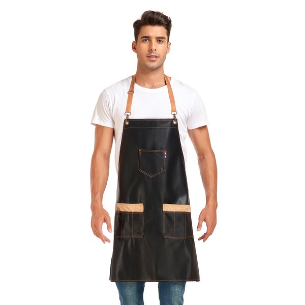 PERFEHAIR Durable Barber Apron for Hair Stylists - Waterproof & Soft, with 3 Useful Pockets - Perfect for Salon, Cosmetology, and Dog Grooming, Both for Men & Women, Black