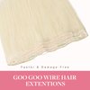 GOO GOO Wire Hair Extensions Human Hair, 60C Platinum Blonde 20inch 110g, Invisible Wire Hair Extensions with Transparent, Seamless Fish Line Hairpiece