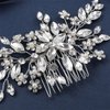 Rhinestone Bride Hair Comb Wedding Hair Comb Silver Crystal Hair Pieces Leaf Bridal Headpieces Bridal Side Combs Flower Pearl Bridesmaid Side Combs Sparkle Hair Accessories for Women Girls