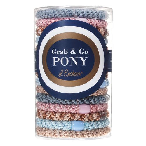 L. Erickson Grab & Go Pony Tube - Ballerina - 15 Pack Ponytail Holder Hair Ties