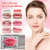 CACASO 50 Pcs Collagen Crystal Lip Masks,Lip Mask Sheet,Moisturizing Lip Mask,Lip Sheet Mask,Pink Lip Care Pads Mask for Dry Lips Hydrating Nourishing,Anti Chapped,Anti-Wrinkle,Plump Your Lips