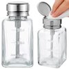 Lallisa 2 Pcs 6 Oz/ 180 ml Clear Pump Dispenser Bottle with Metal Flip Cover Glass Nail Polish Remover Push Down Dispenser Bottle Refillable Push Down Pump Dispenser Press Container for Makeup Remover