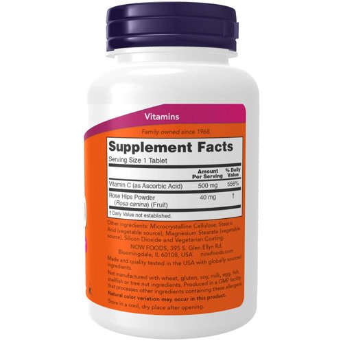 NOW Supplements, Vitamin C-500 with Rose Hips, Antioxidant Protection*, 250 Tablets
