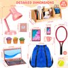 Mini School Supplies, Doll School Supplies Includes Mini Doll Tennis Racket, Laptop, Bookshelf, Tablet, Desk lamp for Dolls Accessories Set