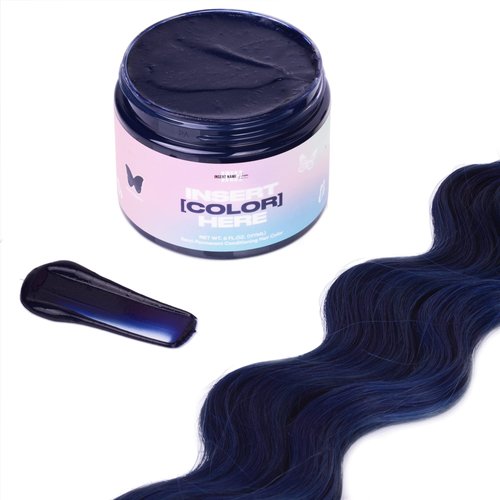 INH Semi Permanent Hair Color Blue Black Lava, Color Depositing Conditioner, Temporary Hair Dye, Tint Conditioning Hair Mask, Safe, Blue Black Hair Dye - 6oz