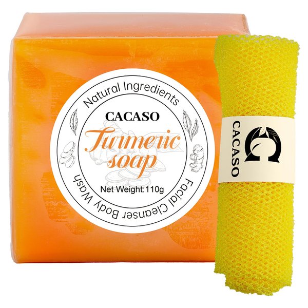 CACASO 3 Pcs Turmeric Soap Bar,Turmeric Face Soap,Gentle Soap for Face & Body,Turmeric Skin Soap,Natural Handmade Ginger Soap