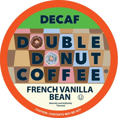 Double Donut Decaf French Vanilla Coffee Pods, Medium Roast Single Serve French Vanilla Bean Decaf Flavored Coffee Pods For Keurig K Cup Brewers, 24 Count