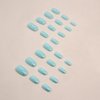 Blue Press on Nails Short Oval Fake Nails Chrome False Nails Press ons with Design Glossy Full Cover Acrylic Nails Almond Glue on Nails Cute Artificial Stick on Nails for Women Decorations 24Pcs
