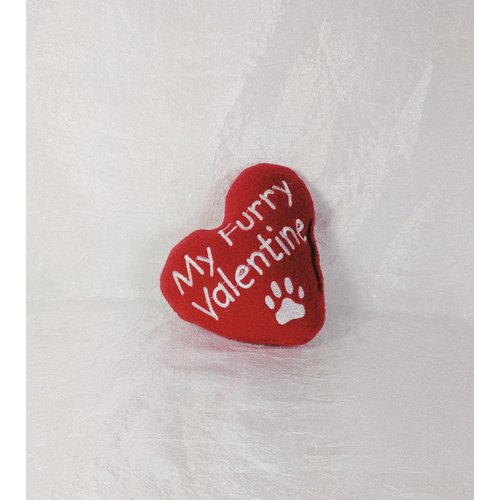 My Furry Valentine, Squeaky Dog Toy Made in US for Small to Medium Dogs, All Breeds, Yappy Valentine's Day, Paw Print, Plush Squeaker Dog Toys, Dog Valentine Gift