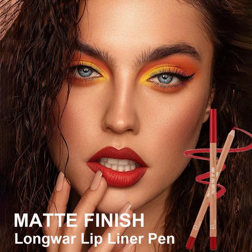 KIMIEYE Creamy Lip Liner Pen Set, 12 Colors Matte Finish Series Lip Liners Kit for Women, Long Lasting Waterproof Smooth High Pigmented Lip Makeup Pencil for Daily (Set A, 12)