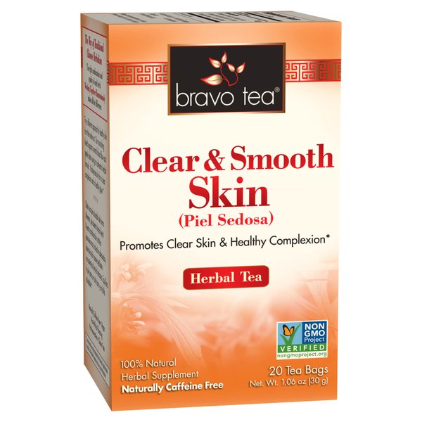 Bravo Tea Clear and Smooth Skin Herbal Tea Caffeine Free, 20 Tea Bags