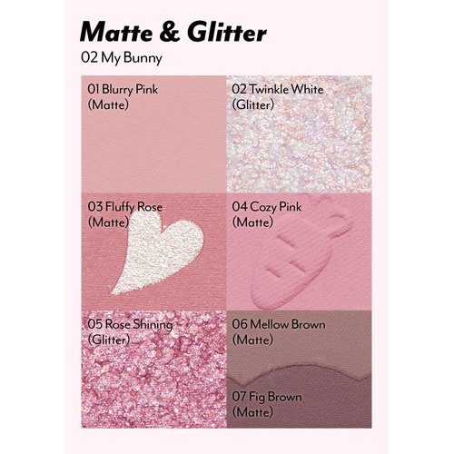 I'M MEME Wonder Soft Layer Palette - 7 Shades | Portable Size, Versatile, Blendable, Neutral Colors with Soft Texture, 02 My Bunny, 0.23 Oz