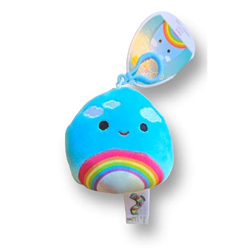 Squishmallows Official Kellytoy 3.5 Inch Clip On Bag Keychain Backpack Clips Squishy Soft Plush Toy Animal (Vera Rainbow)