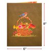 Paper Love Frndly 3D Fall Flower Basket Pop Up Card, Handcrafted - 100% Recycled and Eco-Friendly, 8" x 6" Cover - with Removable Note Tag