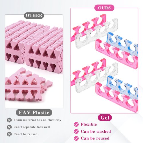8Pcs Toe Separators for Pedicures, Silicone Toe Spacers for Women Men, Washable Toenail Dividers for Nail Polish/Toenail Trimming, Repeatable Toe Seperator for Separating Toenails
