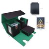 Alinwu MTG Commander Card Storage Box - Fits 200 Double Sleeved Cards,3-in-1Card Deck Case,Strong Magnet Card Organizer For Magic Commander TCG CCG,4Dividers &3 Toploaders(Black&Green)