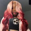 FABÉLLE Pink Wig Lace Front Wigs 30 Inch Glueless Wig Body Wave for Women Pre Plucked with Baby Hair Gradient Pink Color Synthetic Wig