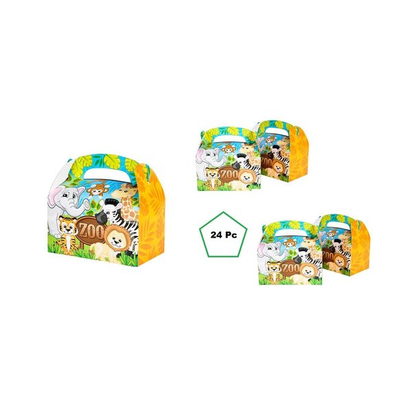 (24) ZOO ANIMAL Birthday Party Treat Boxes ~ 6.25'' Favor Box ~ Schools Camps Fundraisers Fairs ~ New