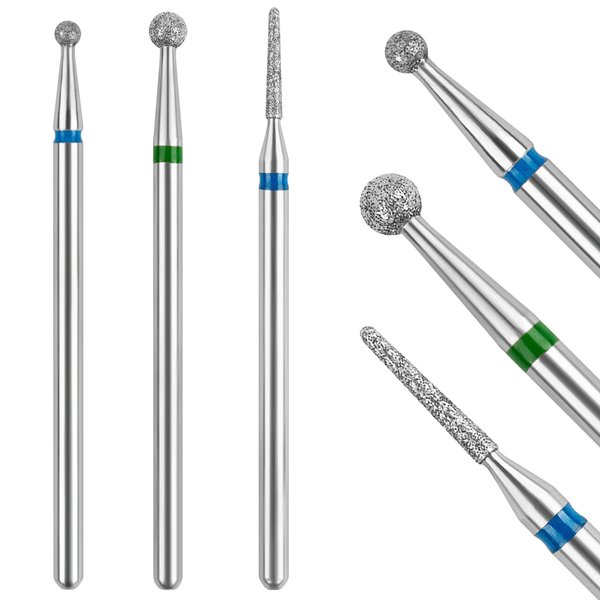 Difenni Cuticle Drill Bit,Cuticle Drill Bits for nails 3pcs Diamond Nail Drill Bits for 3/32''Electric Nail File Machine Pedicure Tool