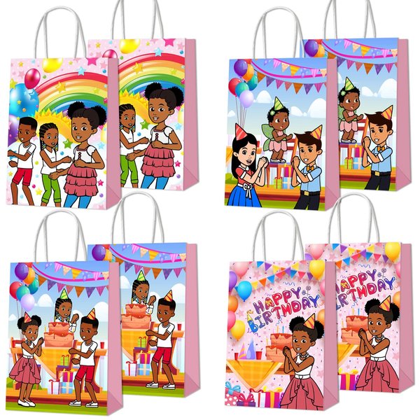 YUNKELIU 16Pcs Birthday Party Favor Bags with 4 Styles 8 Music Theme Happy Birthday Party Candy Goodie Bags for 1st 2nd Boy Girls Birthday Party Supplies Baby Shower