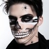 Skull Tattoo Halloween Temporary Face Tattoos for Men and Women, Adult, Skeleton Mouth Tattoo Spider Web Face Sticker 4 Sheets, Horror Zombie Makeup Kit, Scary Halloween Face Decals
