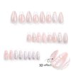 24 Pcs French Tip Press on Nails Medium Almond - Spring Cute Fake Nails Press ons French Nail Art Tip Acrylic Full Cover False Nails with 3D Water Ripple Nail Charms Design Glue on Nails for Women