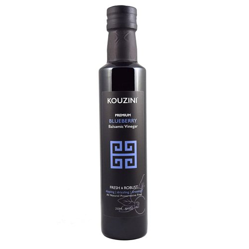 Kouzini Ultra Premium Blueberry Balsamic Vinegar, Aged Balsamic Vinegars from Modena, Italy, Premium, Smooth & Full-Bodied Flavor, 250ml Bottle