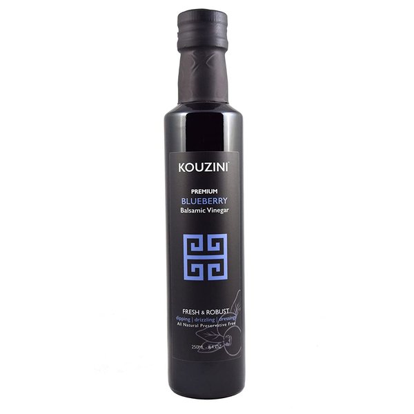 Kouzini Ultra Premium Blueberry Balsamic Vinegar, Aged Balsamic Vinegars from Modena, Italy, Premium, Smooth & Full-Bodied Flavor, 250ml Bottle