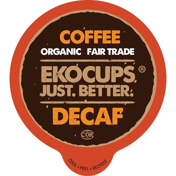 EKOCUPS Organic Swiss Water Decaf Medium Roast Coffee Pods, 30% More Coffee Per Cup, Fair Trade Decaffeinated Coffee for Keurig K Cup Machines, Recyclable Pods, 40 Count